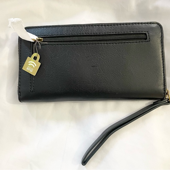 Jori RFID Zip Clutch Fossil midnight navy Leather Wristlet multi compartments - Picture 8 of 13